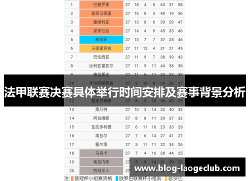 法甲联赛决赛具体举行时间安排及赛事背景分析