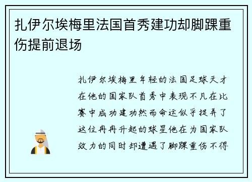 扎伊尔埃梅里法国首秀建功却脚踝重伤提前退场